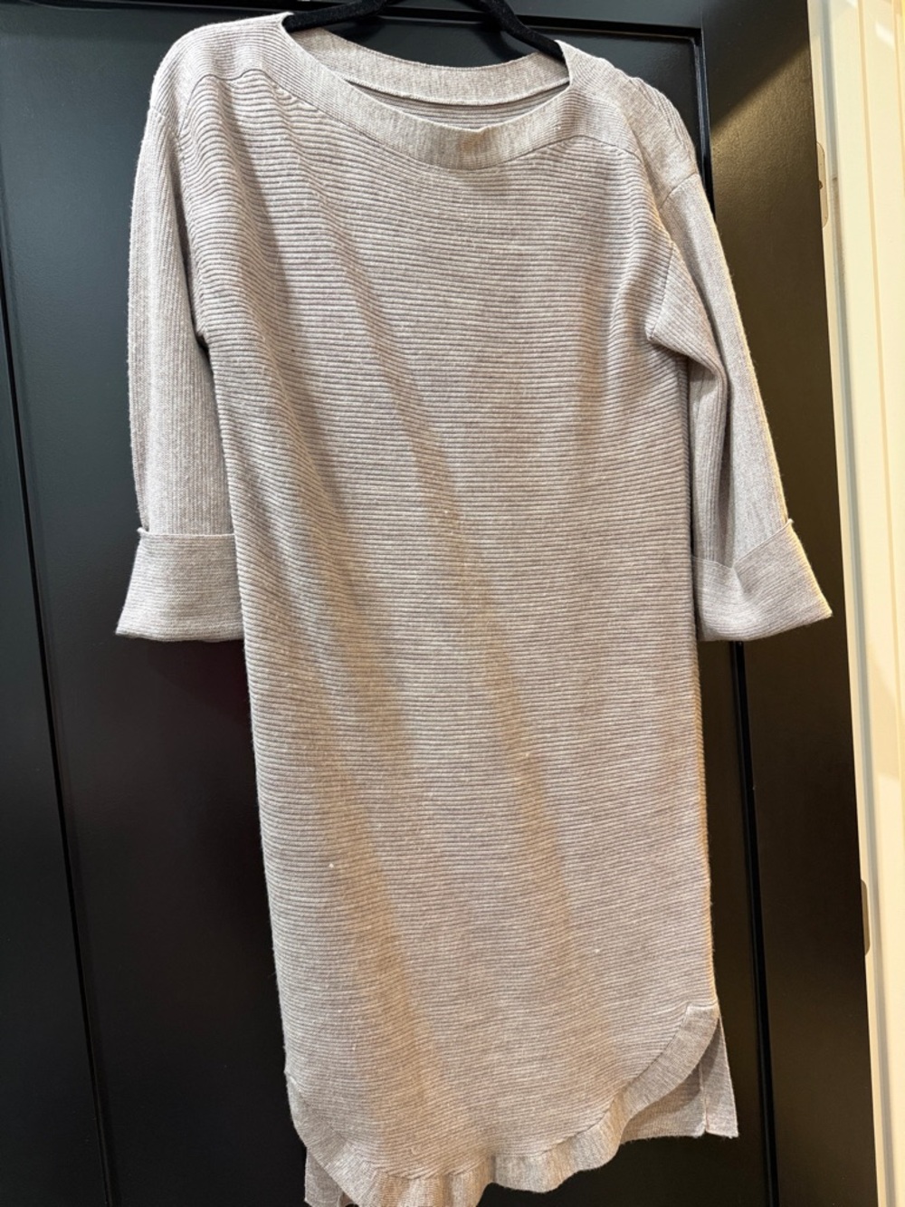 All Saints Light Taupe Merino Ribbed Sweater Top